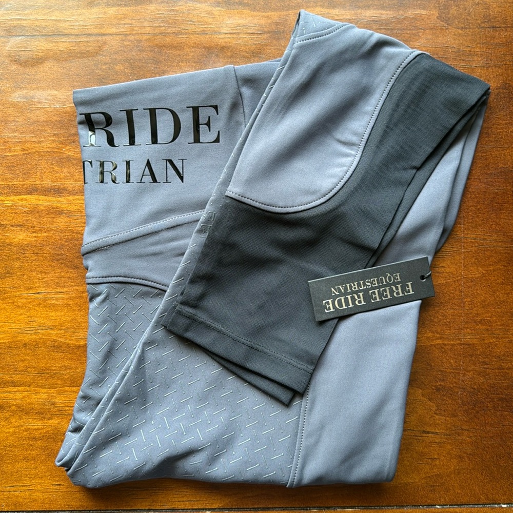 Free Ride Equestrian breeches, full seat, size small, NWT, slate gray.